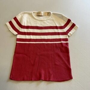 MARY Jane Marcasiano Studio White pink knit top M